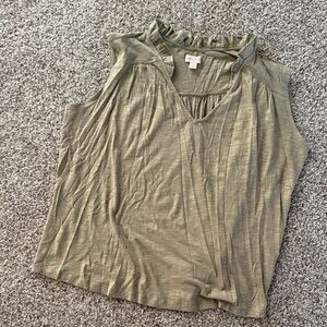 Knox Rose Olive Green Ruffle Neck Blouse